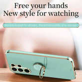 XINLI Straight Edge 6D Electroplate TPU Phone Case with Ring Holder